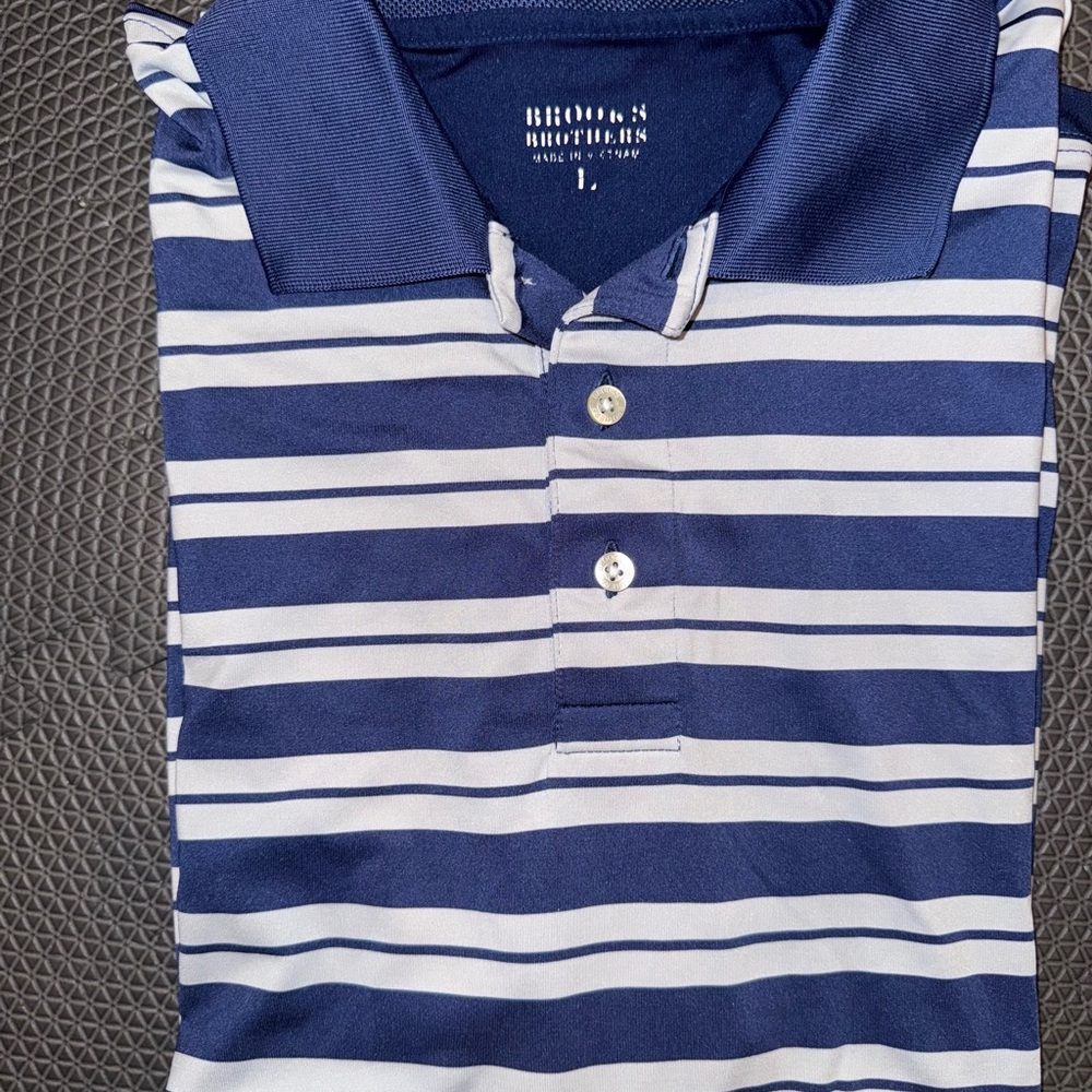 Brooks Brothers Blue and White Striped Polo Golf Shirt